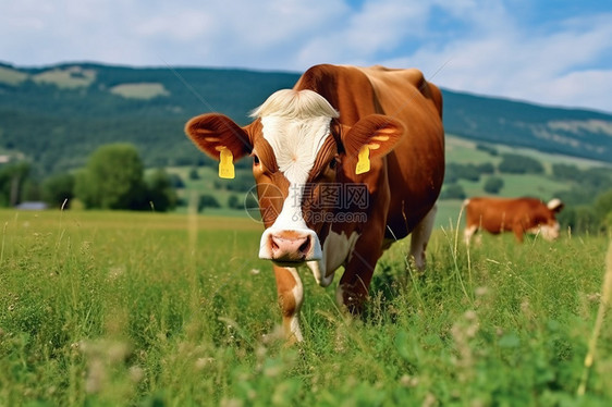 母牛在草地上图片