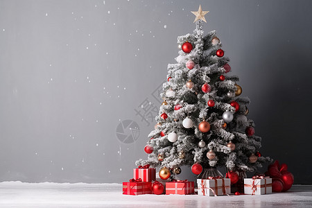 圣诞树和圣诞礼盒背景图片