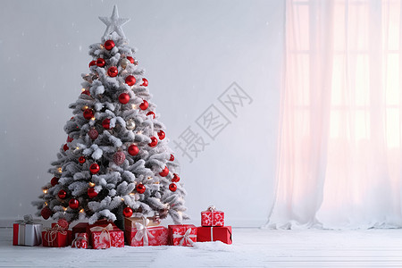 挂满铃铛的圣诞树背景图片