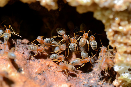 蚂蚁筑巢群居的白蚁背景