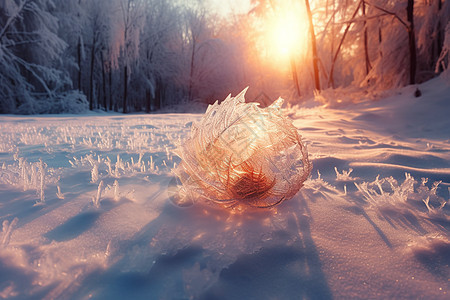 雪地上的冰晶图片