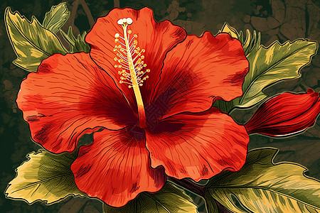 红色的芙蓉花背景图片