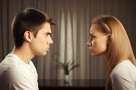 男女对视男女吵架的严肃表情背景