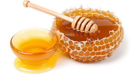 浓醇的蜂蜜蜂蜜与四叶草高清图片