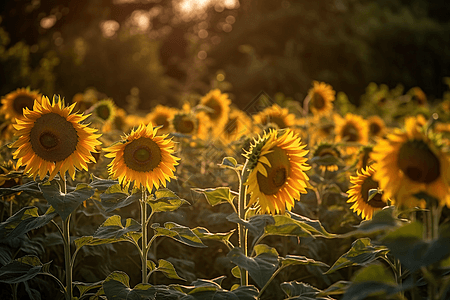 明亮的花朵面向太阳图片