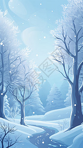 冬季森林雪景插图图片