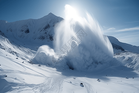 雪山发生雪崩背景图片