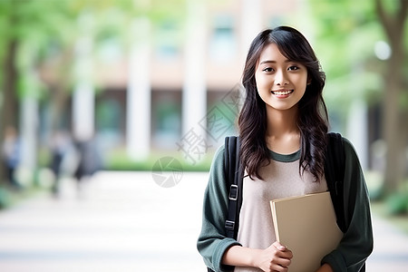 亚洲女学生在校园里高清图片