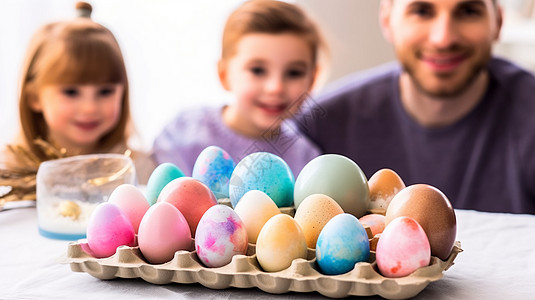 全家人一起画复活节彩蛋图片