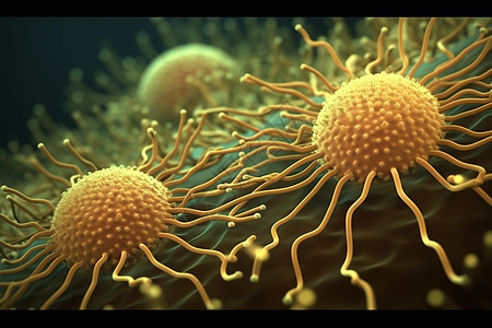 3d渲染医学背景与病毒细胞图片