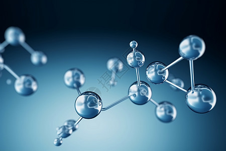 蓝色3d渲染的分子图片
