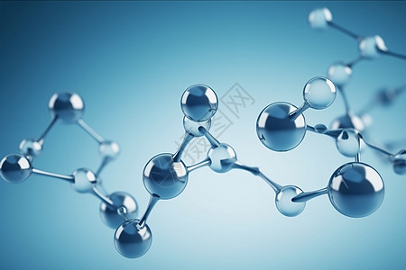 蓝色背景3d渲染的分子图片