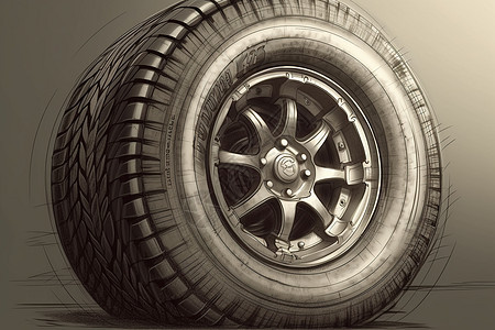 汽车车轮和轮胎的特写图片