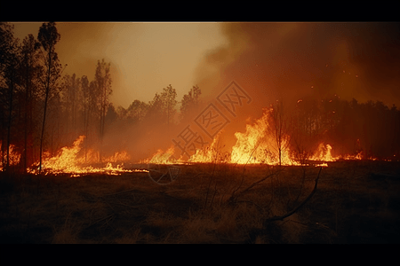 一场森林大火背景图片