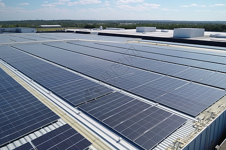 工厂屋顶上的太阳能电池板图片
