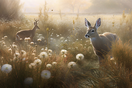 野外小鹿生存的自然场景图片