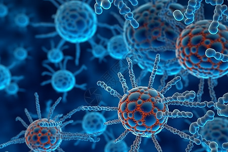 3d医疗背景与链球菌病毒细胞图片