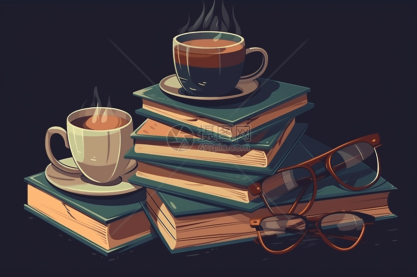 书本和咖啡图片