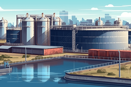 污水处理厂的插画图片