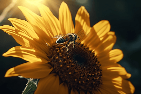 蜜蜂与向日葵图片