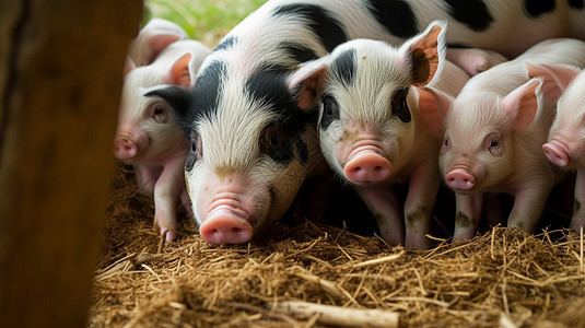 养殖场中繁殖的猪仔图片