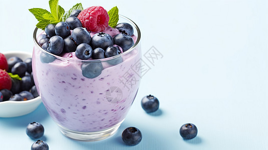 蓝莓酸奶冰淇淋甜点图片