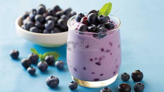 有机蓝莓酸奶甜点图片
