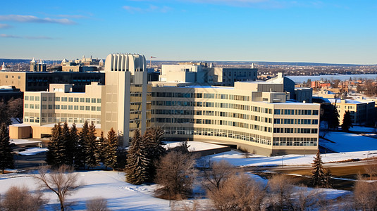 冬季的市中心医院外部景观图片
