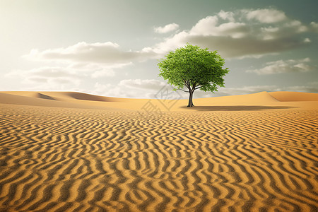 孤胆的树在沙漠中图片