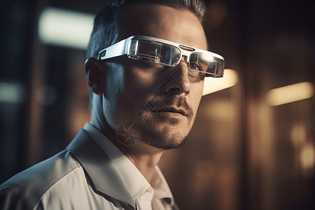 外国男子戴着VR眼镜图片