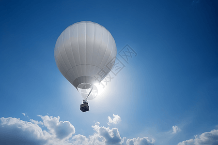 3D热气球飞向天空图片