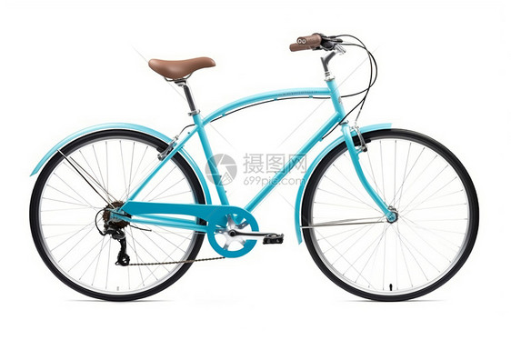 白色背景上的蓝色自行车图片