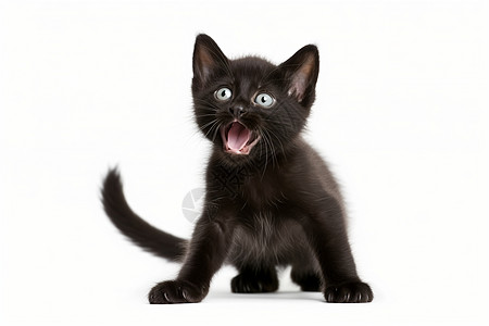 害怕黑色的小猫站背景图片
