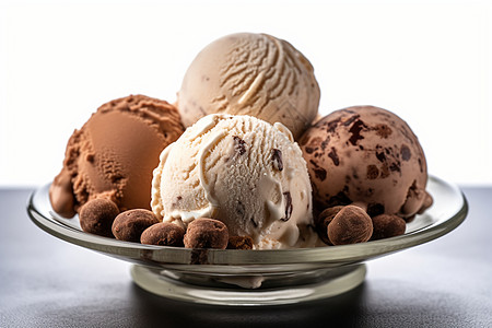盘子里的冰淇淋甜品图片