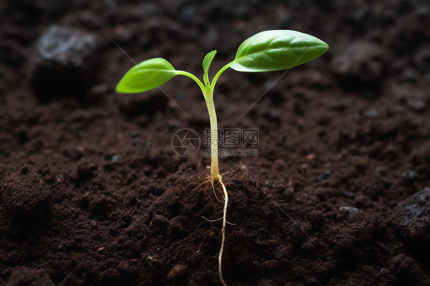 土壤里的幼苗茁壮成长图片