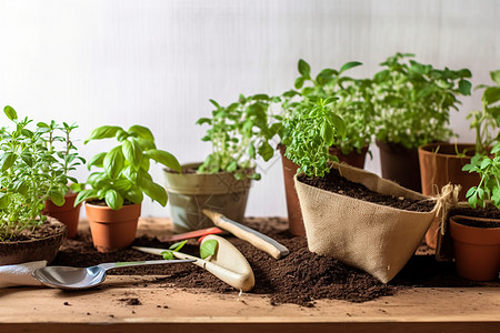 绿植种植在花盆里图片