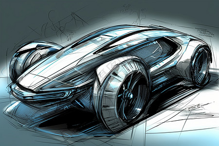 未来派创意概念汽车草图图片