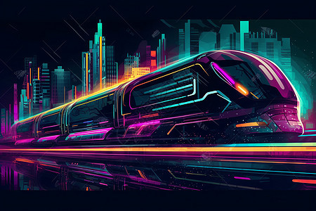 未来派城市景观高铁火车背景图片