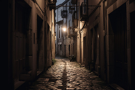 城市小巷寂静无人的胡同背景图片