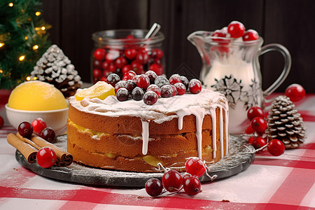 圣诞餐桌装饰节日水果蛋糕图片