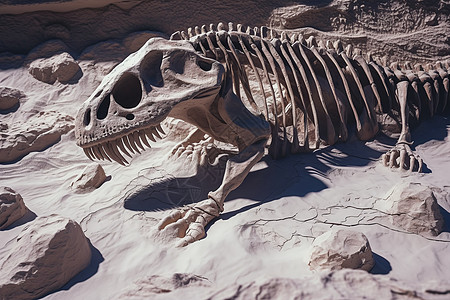 地面上的暴龙模拟器化石背景图片