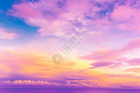 紫色天空的日落景观图片