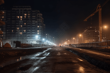 夜间工地夜间的建筑工地背景