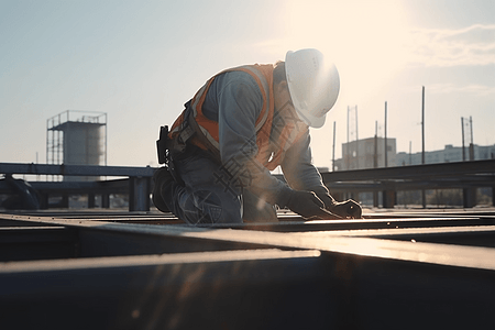 工人创建新建筑的框架图片