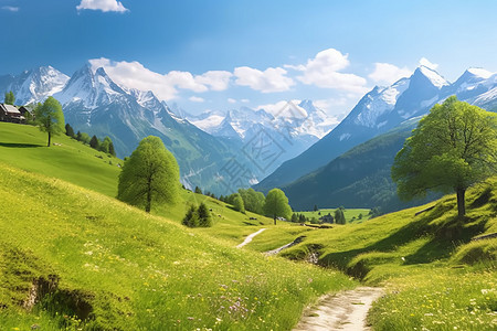 阿尔卑斯山的山景图片