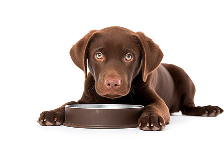 口渴的巧克力色拉布拉多小狗背景图片