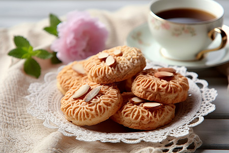 下午茶饼干杏仁饼干高清图片