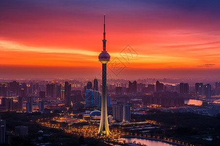 地标电视塔cbd天际线夜景背景图片