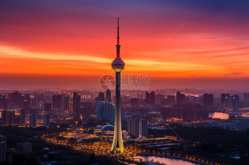 地标电视塔cbd天际线夜景图片