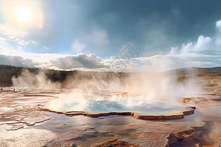 火山温泉背景